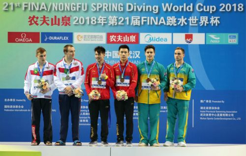 跳水世界杯第五日  中國組合陳艾森/楊昊以絕對(duì)優(yōu)勢(shì)奪冠(圖1)
